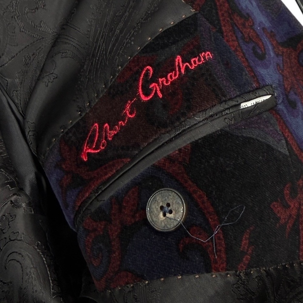Robert Graham Rare Baron Samedi Voodoo Paisley Rhinestone Men's Blazer 44R (42R) - Picture 8 of 14